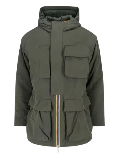 K-way Pocket Detailed Hooded Jacket In Green