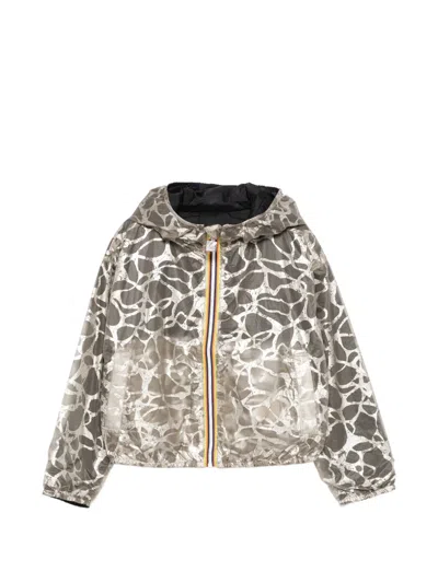 K-way Kids' Hooded Print Jacket In Multi