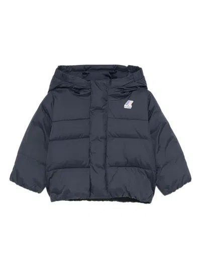 K-way Babies' Hooded Puffer Jacket In Blue
