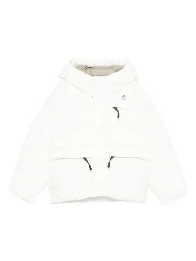 K-way Kids' Hooded Puffer Jacket In White