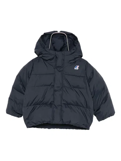 K-way Babies' Hooded Quilted Jacket In Blue