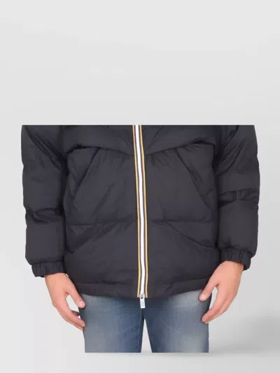 K-way Hooded Quilted Puffer Jacket With Side Pockets In Black
