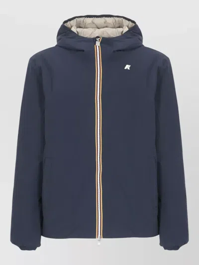 K-way Hooded Reversible Mens Jacket Long Sleeves In Blue