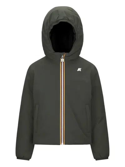 K-way Kids' Hooded Stripe-detail Jacket In Black