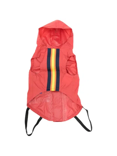 K-way Kids' Hooded Striped Pet Raincoat In Red