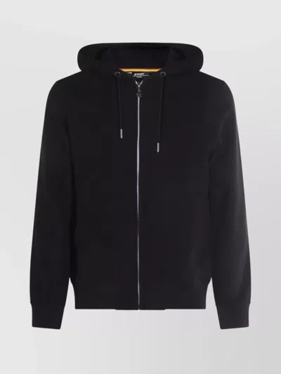 K-way Hooded Sweatshirt With Ribbed Cuffs And Hem In Blue