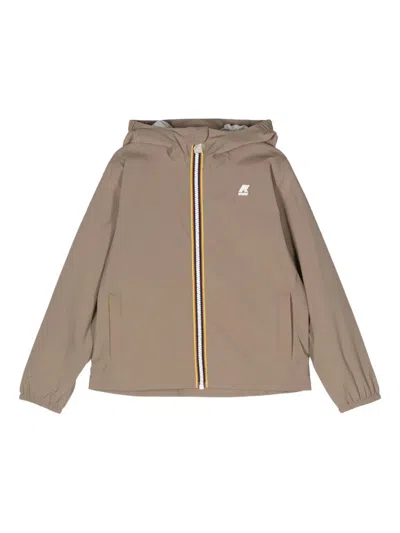 K-way Kids' Hooded Zip-front Jacket In Brown