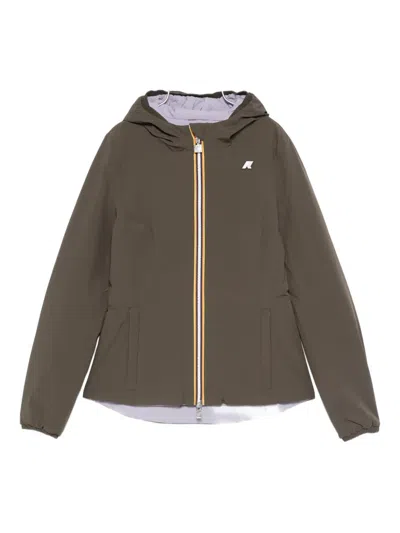 K-way Hooded Zip-front Jacket In Green