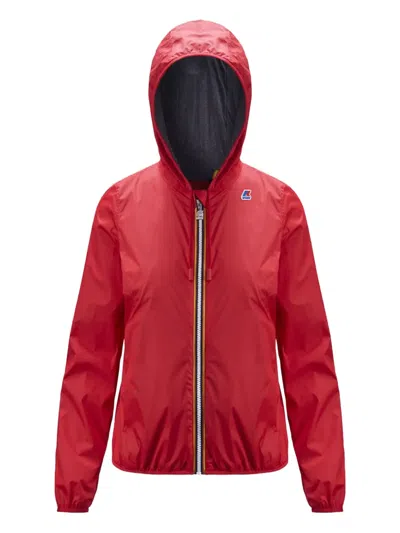 K-way Kids' Hooded Zip-front Jacket In Red