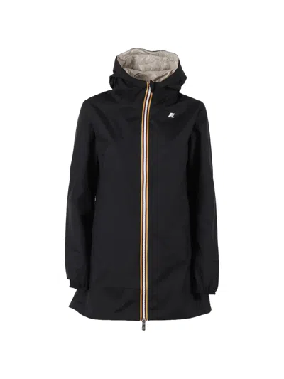 K-way Hooded Zip Jacket In Black