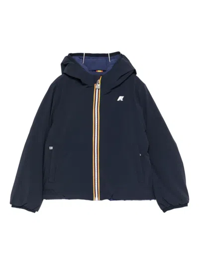 K-way Kids' Hooded Zip Jacket In Blue