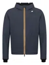 K-way Hooded Jacket With Long Sleeves And Elastic Cuffs In Blue