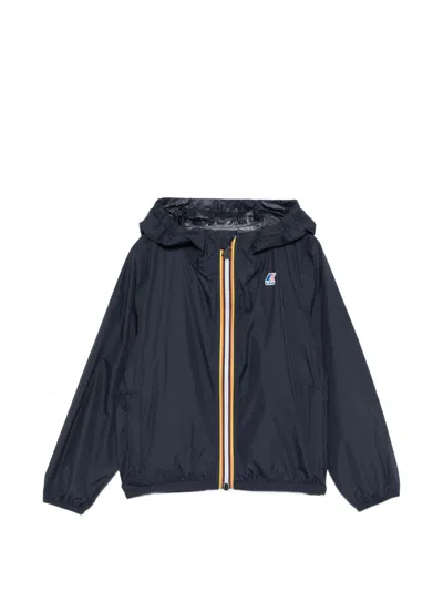 K-way Kids' Hooded Zip Jacket In Blue