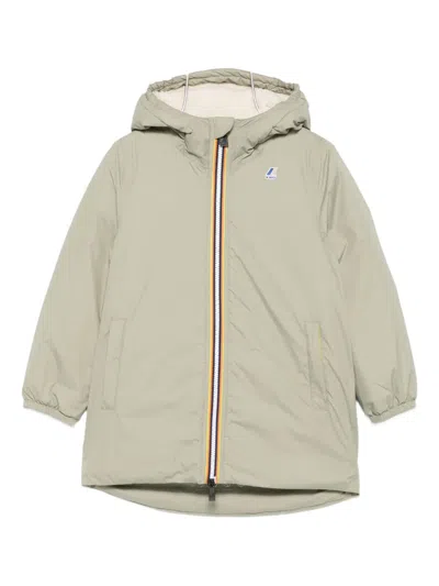 K-way Kids' Hooded Zip Jacket In Green