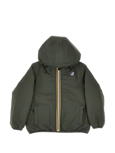 K-way Kids' Hooded Zip Jacket In Green