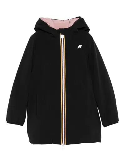 K-way Kids' Hooded Zip-up Jacket In Black