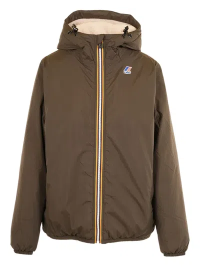 K-way Hooded Zip-up Jacket In Brown