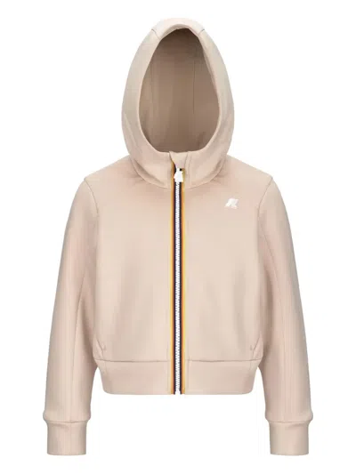 K-way Kids' Hooded Zip-up Jacket In Neutral