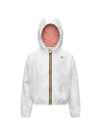K-way Kids' Hooded Zip-up Jacket In White