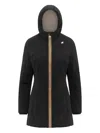 K-way Hooded Zip-up Parka Coat In Black