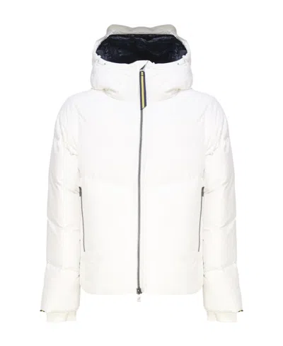 K-way Hooded Zipper Down Jacket In White