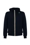 K-way Waterproof Midnight Blue Jacket With Front Zip And Hood In Blue