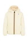 K-way Ivory Jacket For Kids With Logo In Neutral