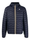K-way Logo-patch Hooded Padded Jacket In Blue