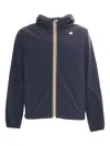 K-way Hooded Jacket With Side Pockets And Cuffs In Blue