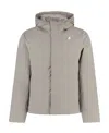 K-way Nylon Jacket With Hood And Drawstrings In Gray