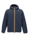 K-way Hooded Jacket With Side Pockets And Cuffs In Blue