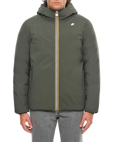 K-way Claude Hooded Nylon Jacket In Green