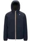 K-way Waterproof Midnight Blue Jacket With Front Zip And Hood In Blue