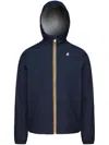 K-way Waterproof Midnight Blue Jacket With Front Zip And Hood In Blue