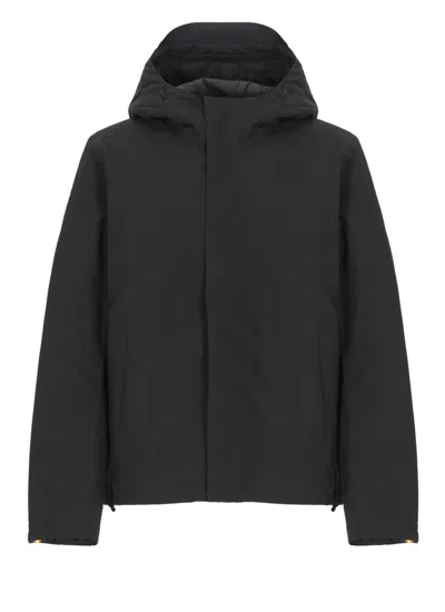 K-way Bonded Padded Jacket With Adjustable Hood And Quilted Interior In Black
