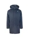 K-way Hooded Logo-patch Jacket In Blue