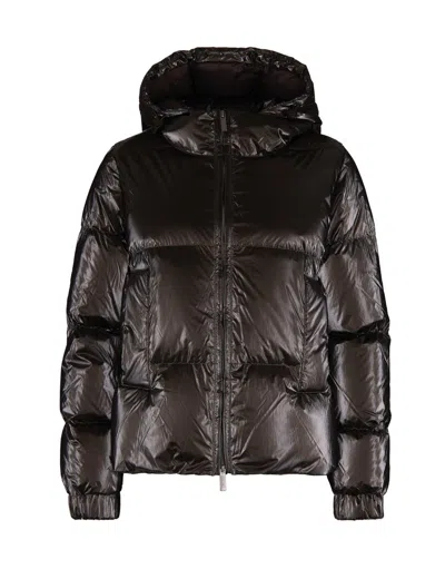 K-way Short Down Jacket In Brown