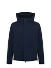 K-way High-collar Adjustable-hood Coat In Blue
