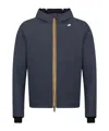 K-way Hooded Jacket With Long Sleeves And Elastic Cuffs In Blue