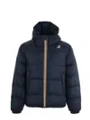 K-way Logo-patch Hooded Padded Jacket In Blue