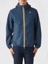 K-way Hooded Waterproof Short Jacket Elastic Cuffs In Blue