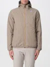 K-way Beige Jacket With Hood And Lining In Gray