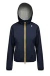 K-way Lightweight Hooded Jacket With Contrast Zipper And Adjustable Hem In Blue