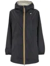 K-way K Way Sophie Plus Reversible Hooded Jacket In Blue D-beige Lt