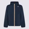 K-way Hooded Jacket With Side Pockets And Cuffs In Blue