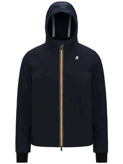 K-way Drawstring Hooded Waterproof Jacket In Blue