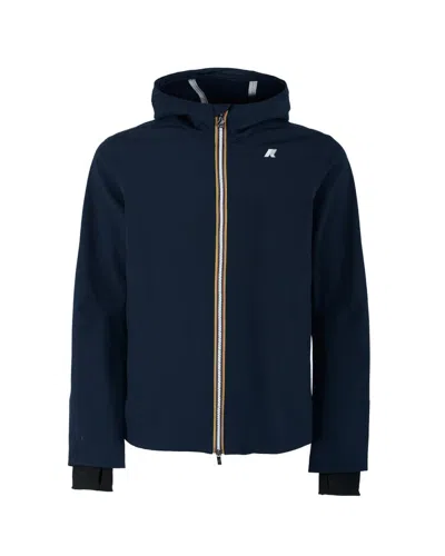 K-way Drawstring Hooded Waterproof Jacket In Blue