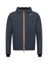 K-way Hooded Jacket With Long Sleeves And Elastic Cuffs In Blue