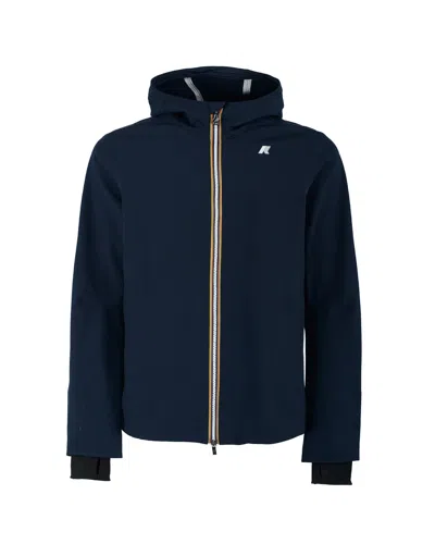 K-way Drawstring Hooded Waterproof Jacket In Blue