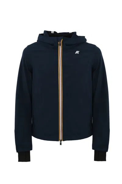 K-way Drawstring Hooded Waterproof Jacket In Blue